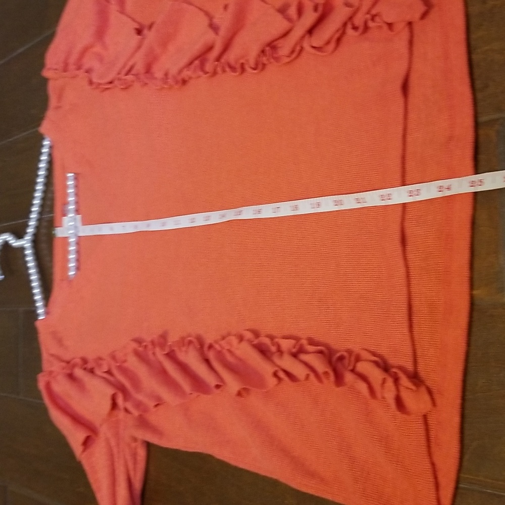 Pilcro Womens V Neck Orange Ruffle Longsleeve Sweater size Small - Picture 8 of 12